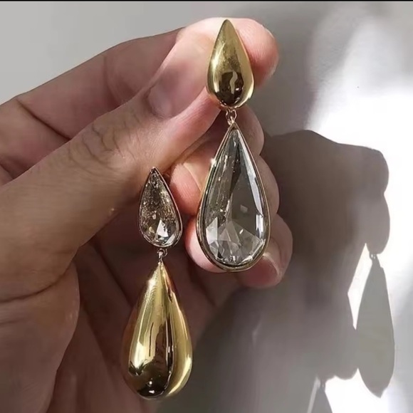 Anthropologie Jewelry - Golden Teardrop Luxe Earrings